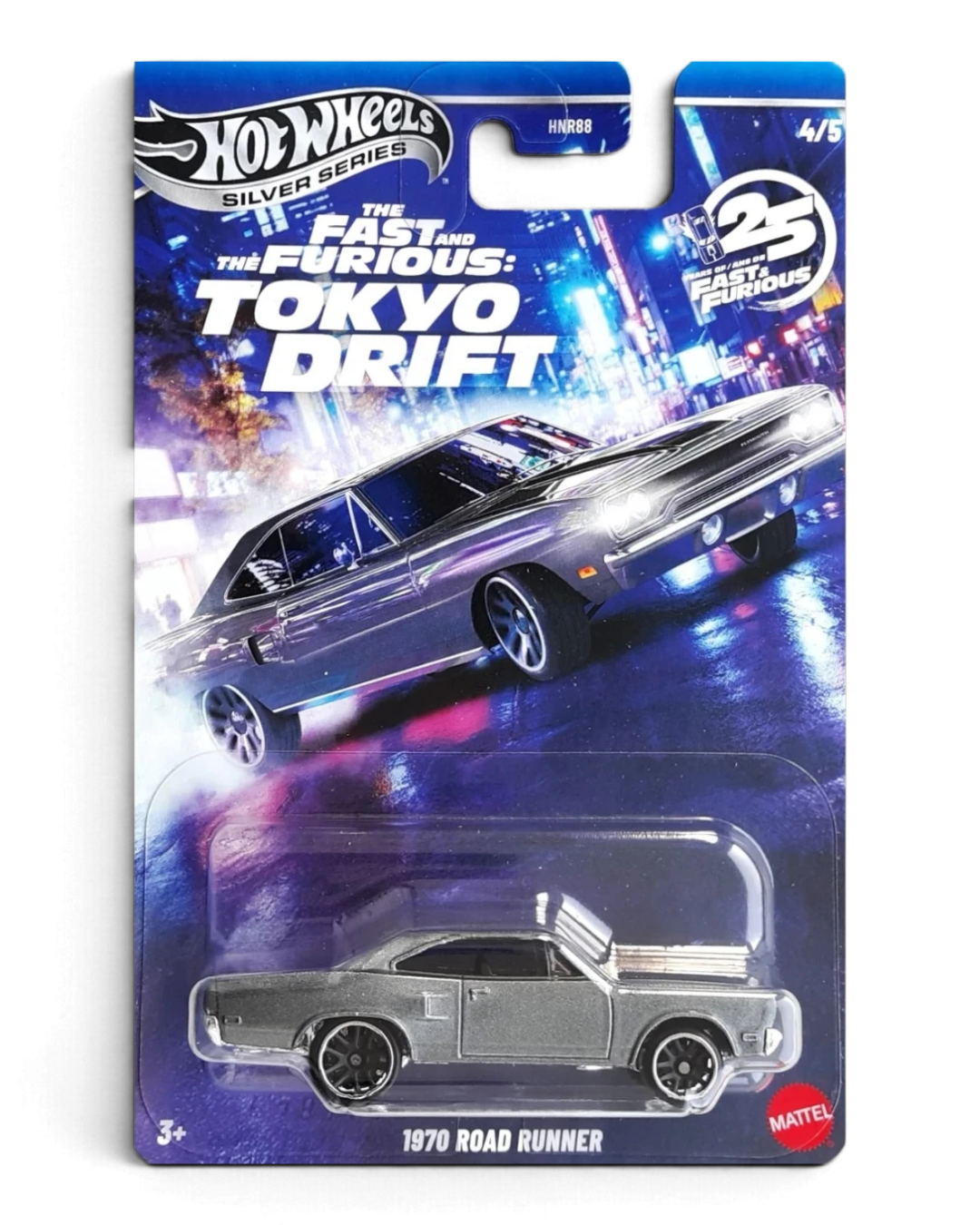 VaultifyUK Hot Wheels 1970 Plymouth Road Runner silver die-cast car from Fast and Furious Tokyo Drift Silver Series