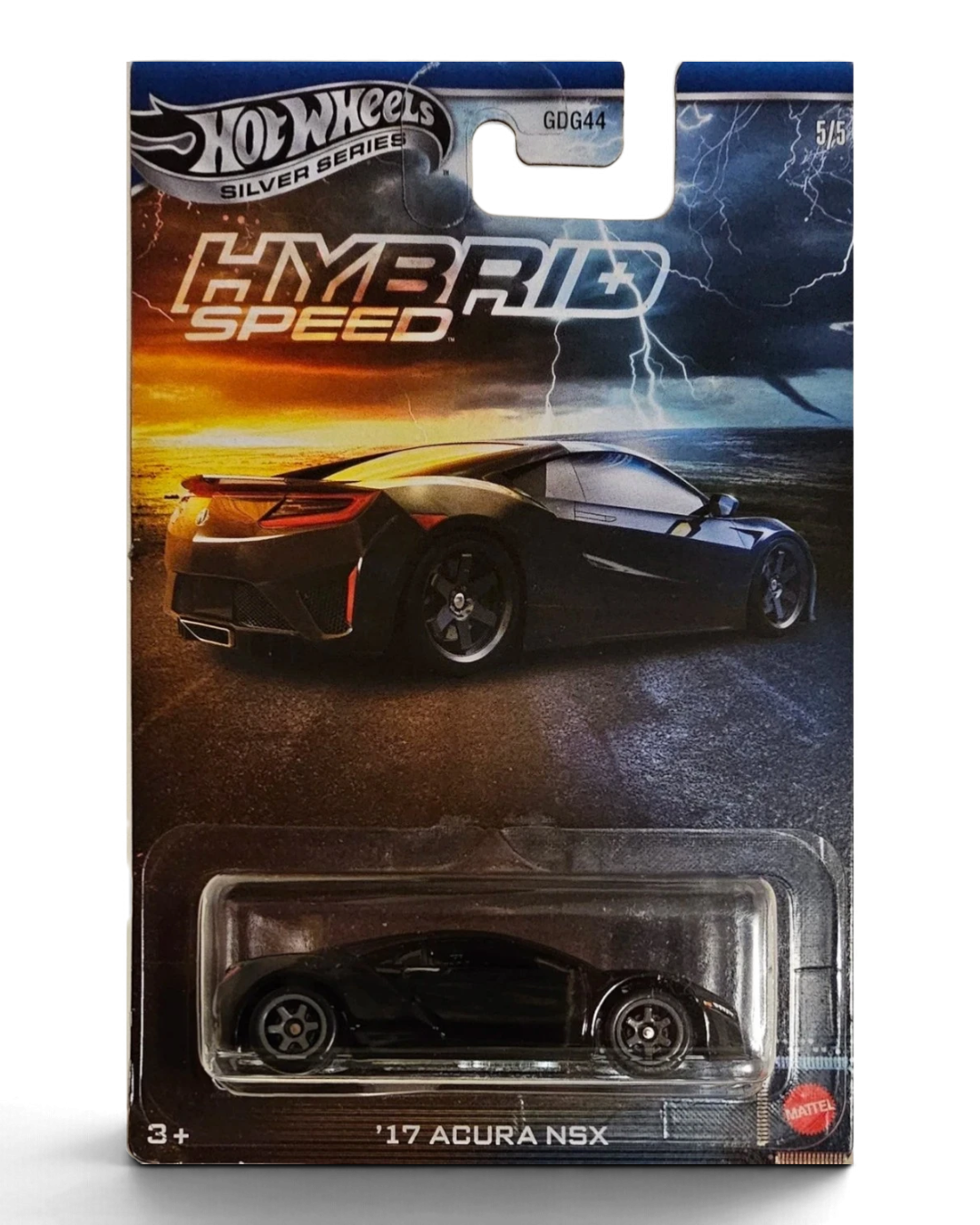 VaultifyUK Hot Wheels 17 Acura NSX die-cast car in black with grey six-spoke wheels on Hybrid Speed blister card