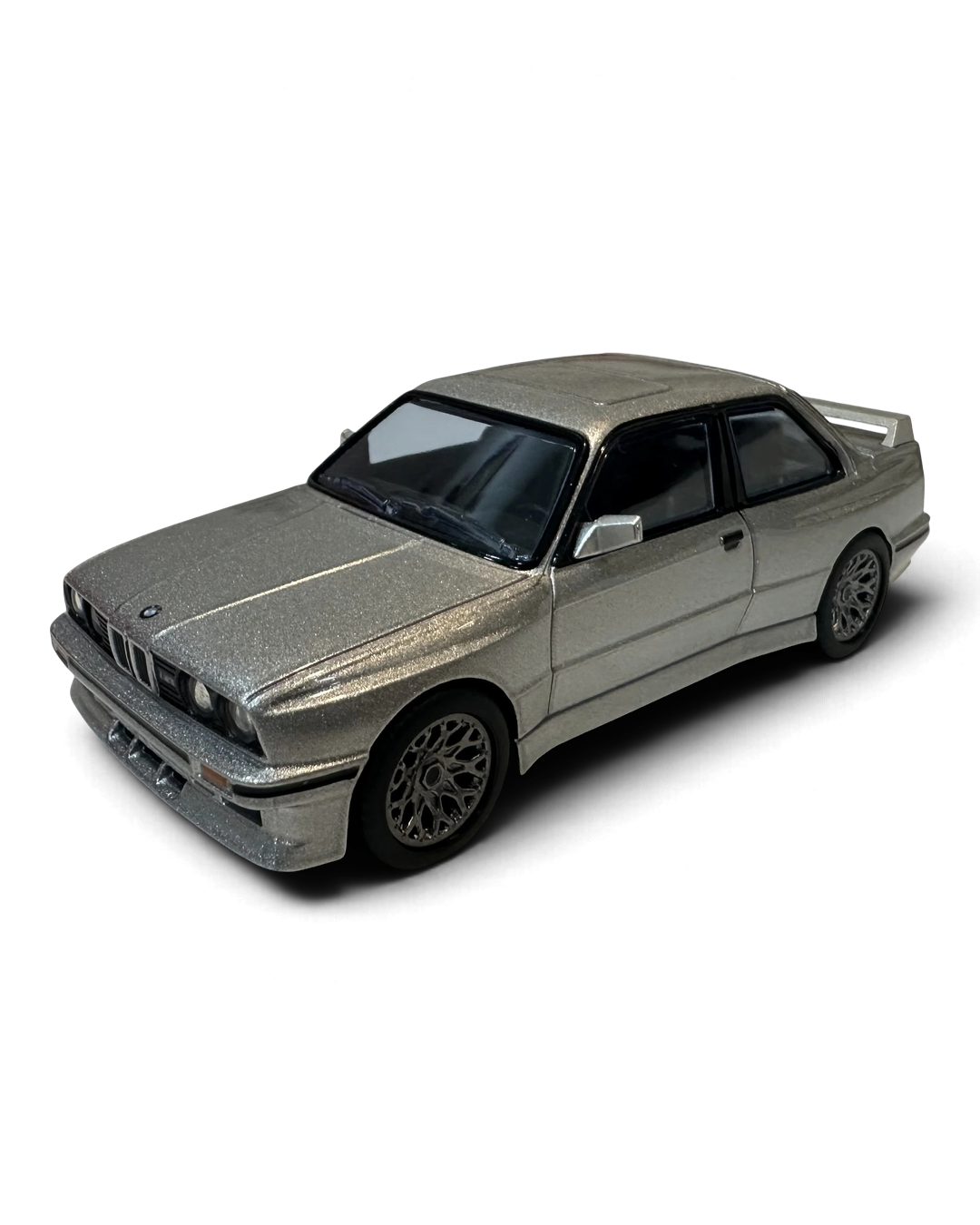 VaultifyUK Hot Wheels Premium silver BMW M3 E30 diecast car with widebody kit and mesh wheels