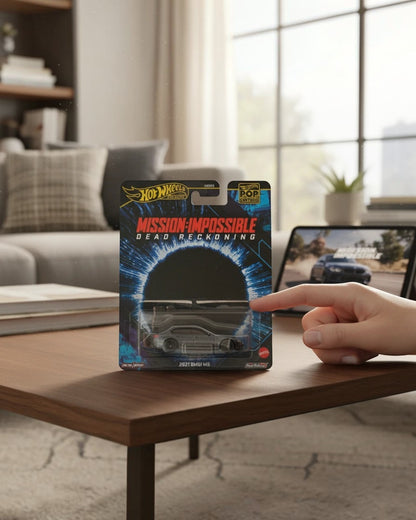 VaultifyUK Hot Wheels Premium 2021 BMW M5 die-cast car in Mission: Impossible Dead Reckoning blister packaging