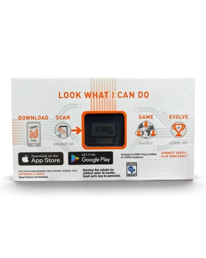 VaultifyUK Hot Wheels iD packaging back showing app integration, NFC scanning instructions, and digital game features