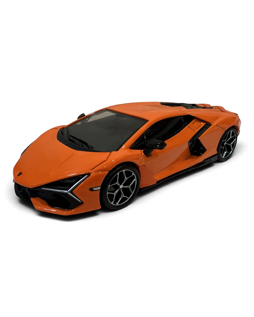 VaultifyUK Hot Wheels Premium 1:43 scale orange Lamborghini Revuelto diecast car with black accents and alloy wheels.