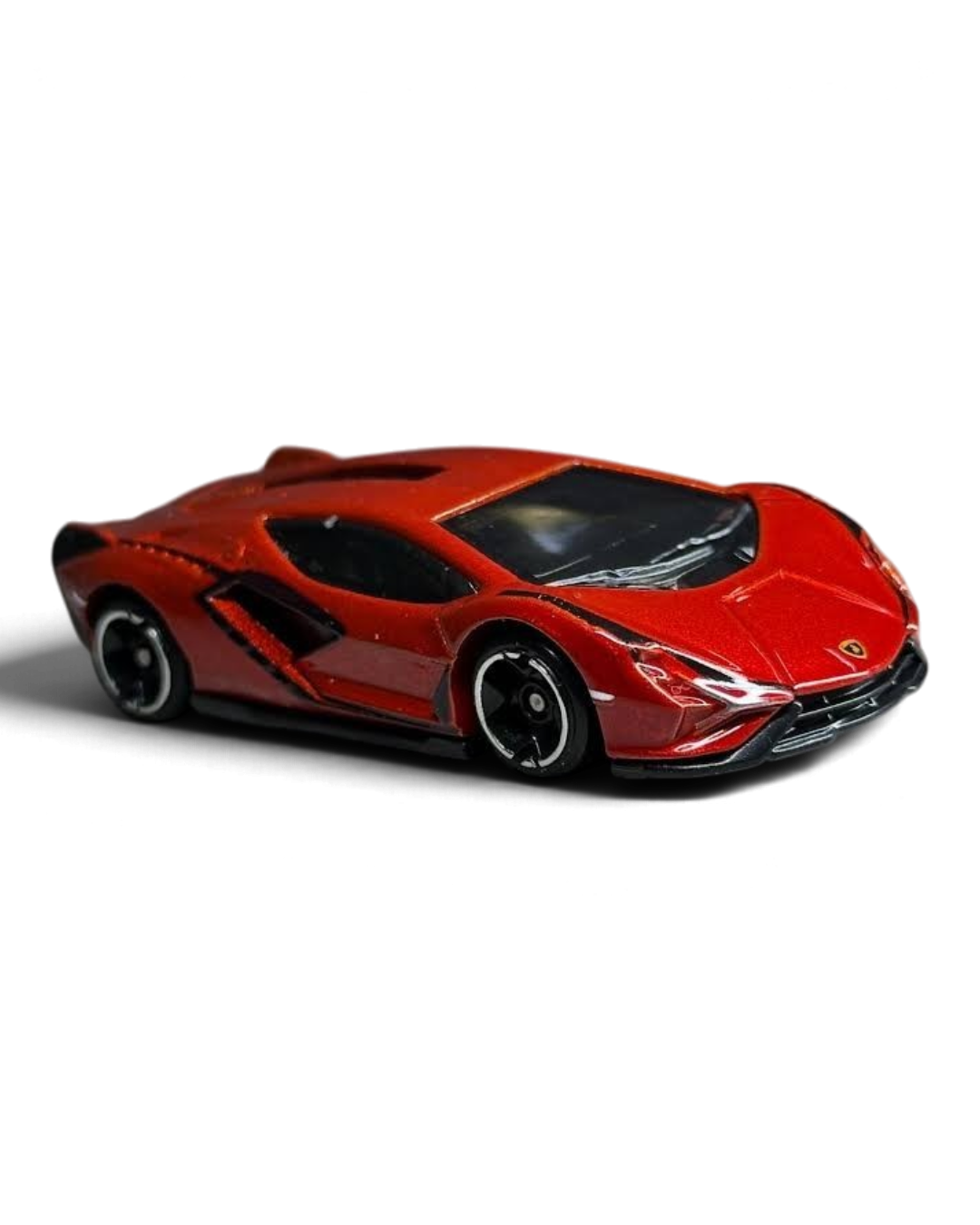 VaultifyUK metallic red Lamborghini Sian FKP 37 die-cast toy car from the Hot Wheels Hybrid Speed Silver Series