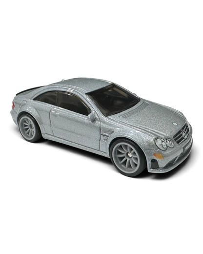VaultifyUK Hot Wheels silver Mercedes-Benz CLK 63 AMG Black Series diecast car with multi-spoke wheels