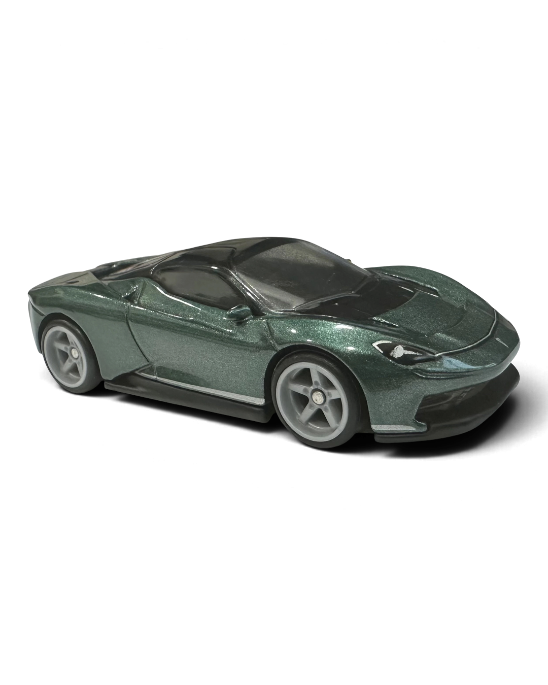VaultifyUK Hot Wheels metallic dark green Automobili Pininfarina Battista die-cast car with black roof