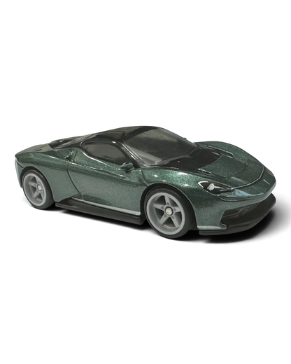 VaultifyUK Hot Wheels metallic dark green Automobili Pininfarina Battista die-cast car with black roof