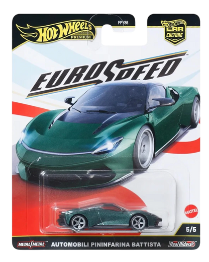VaultifyUK Hot Wheels Premium Car Culture EuroSpeed Automobili Pininfarina Battista die-cast model in green packaging