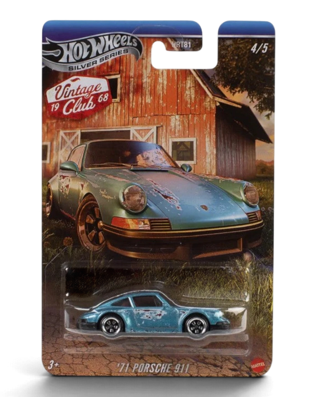 VaultifyUK Hot Wheels Silver Series 1971 Porsche 911 die-cast model car in blue with weathered finish on blister card