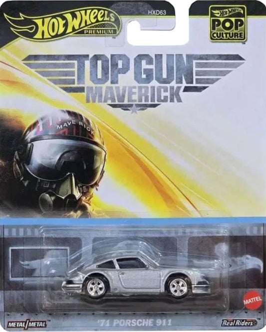 VaultifyUK Hot Wheels Premium Top Gun Maverick 1971 Porsche 911 die-cast car in silver packaging