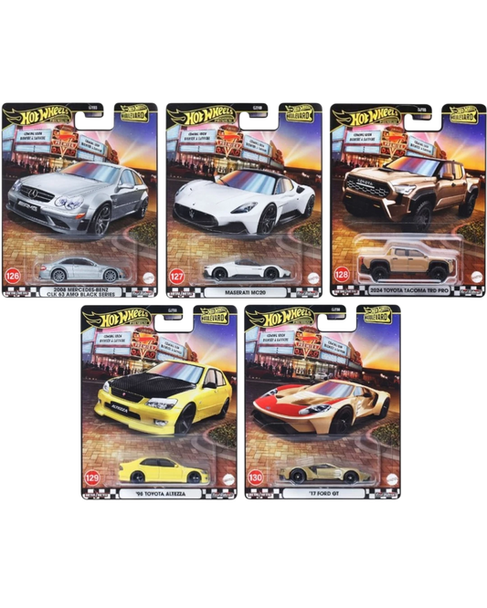 VaultifyUK Hot Wheels Premium Boulevard die-cast cars including Mercedes-Benz, Maserati, Toyota, and Ford models.