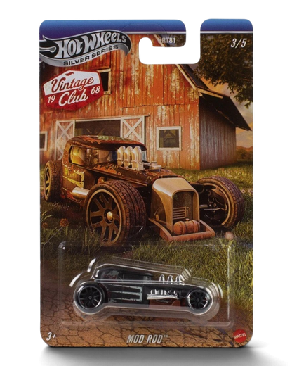 Hot Wheels Silver Series Vintage Club 1968 Mod Rod die-cast car on its retail packaging card.