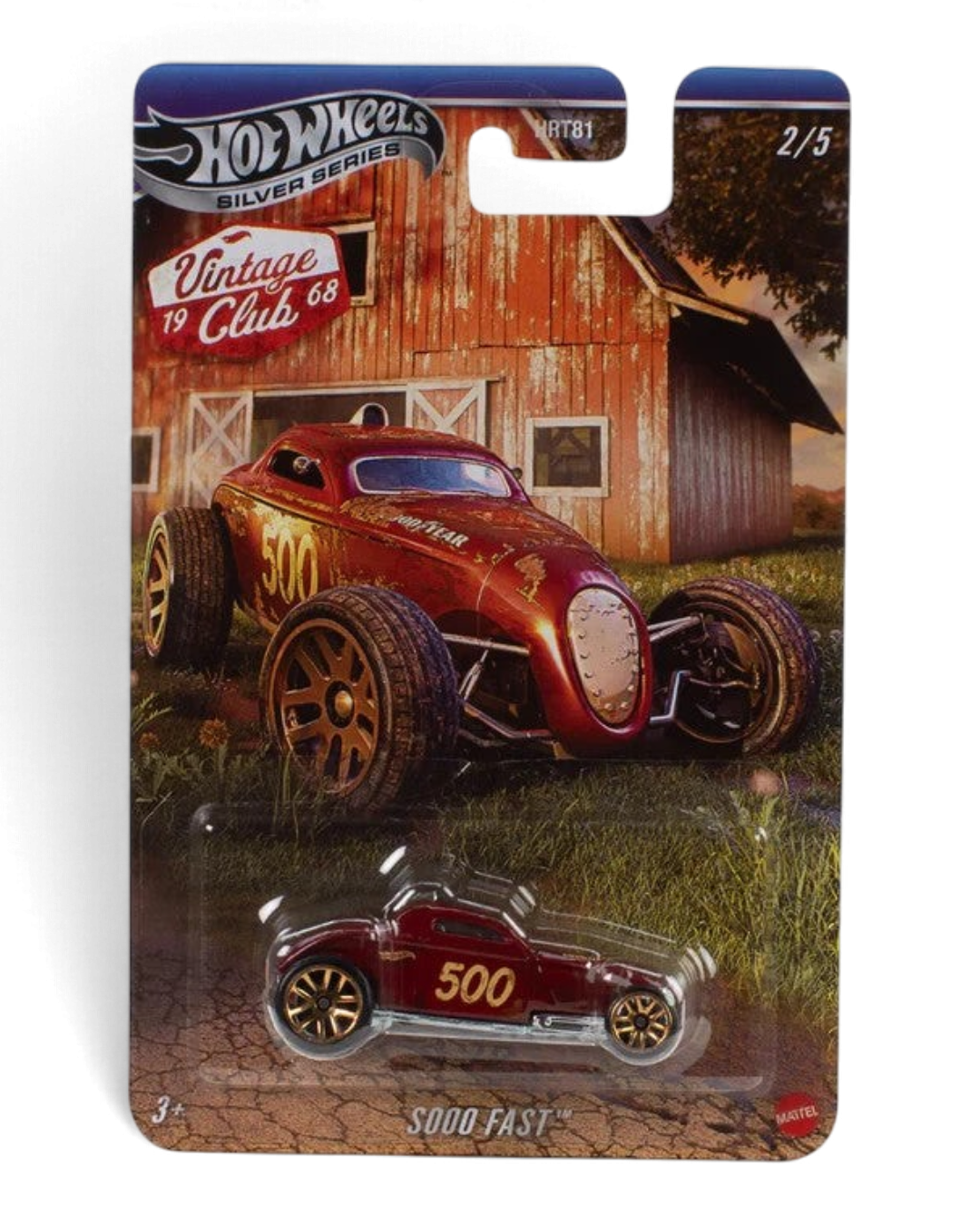 Hot Wheels Silver Series Vintage Club 1968 Sooo Fast die-cast car on its retail packaging card.
