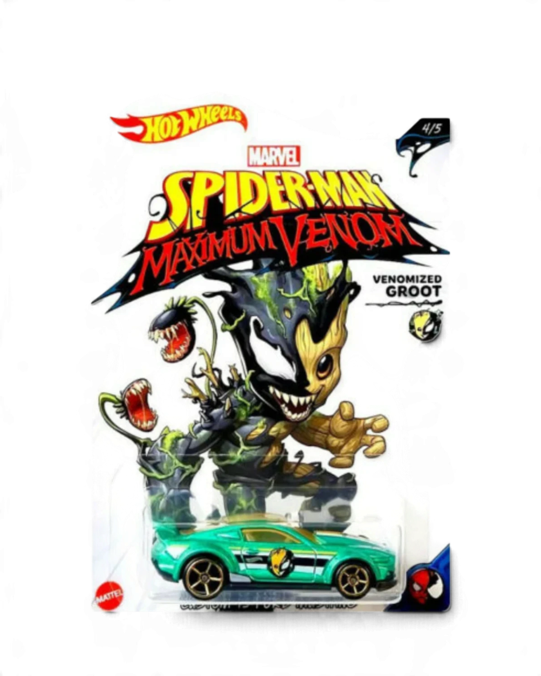 VaultifyUK Hot Wheels Marvel Spider-Man Maximum Venomized Groot die-cast car in green packaging