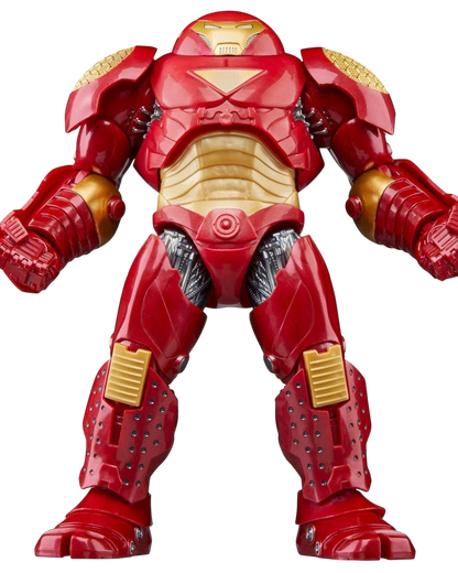 VaultifyUK Marvel Legends Hulkbuster deluxe figure in iconic red and gold armour with detailed mechanical sculpting.