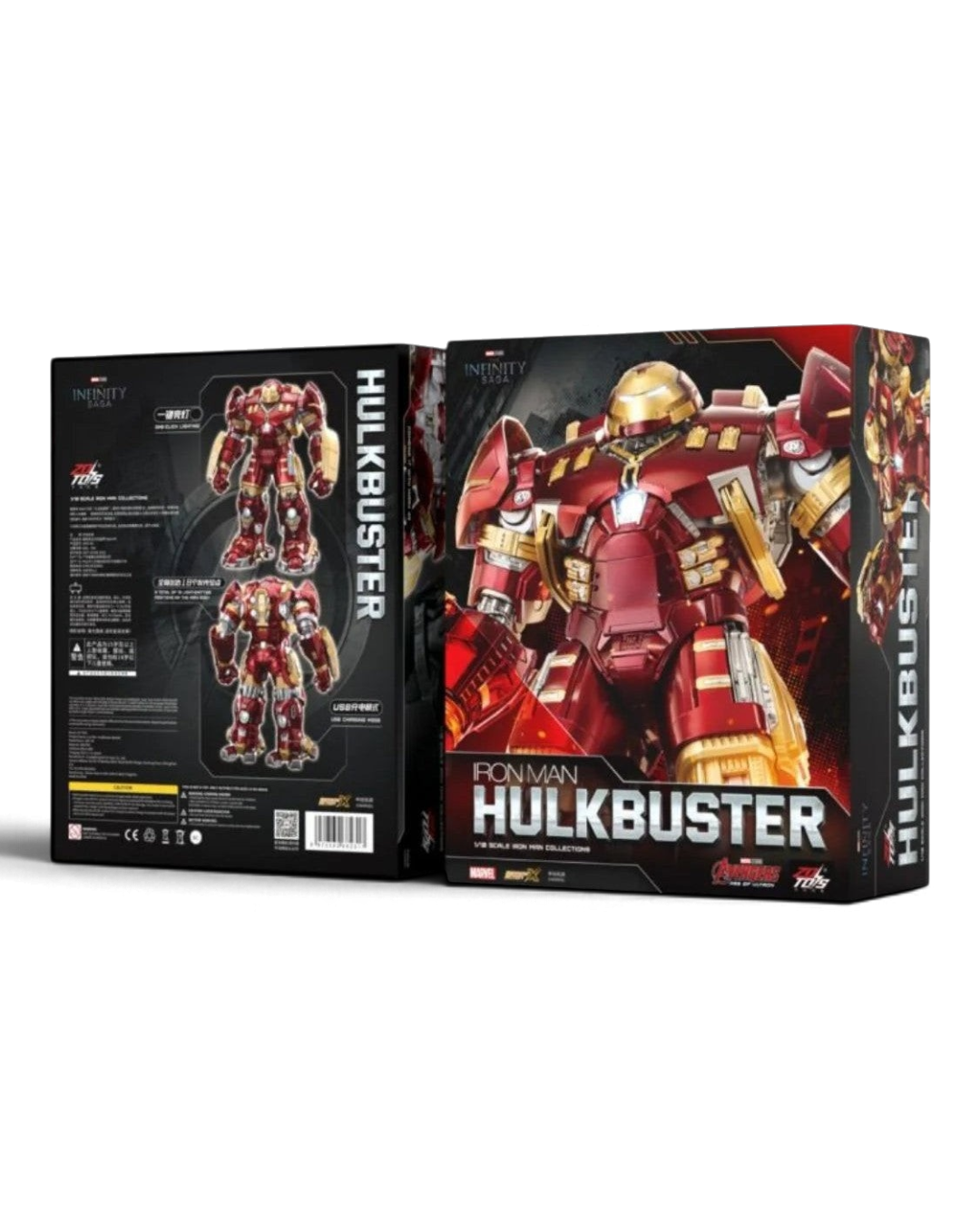 VaultifyUK ZD Toys Marvel Hulkbuster MK44 1/10 scale action figure packaging box showing front and rear views