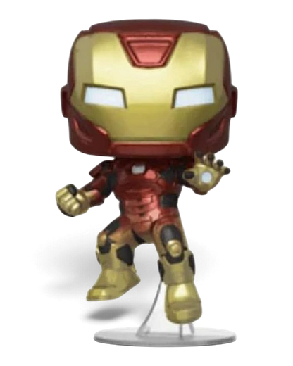 VaultifyUK Funko Pop! Marvel Gamerverse Iron Man #634 vinyl figure in a dynamic flying pose with red and gold armor.