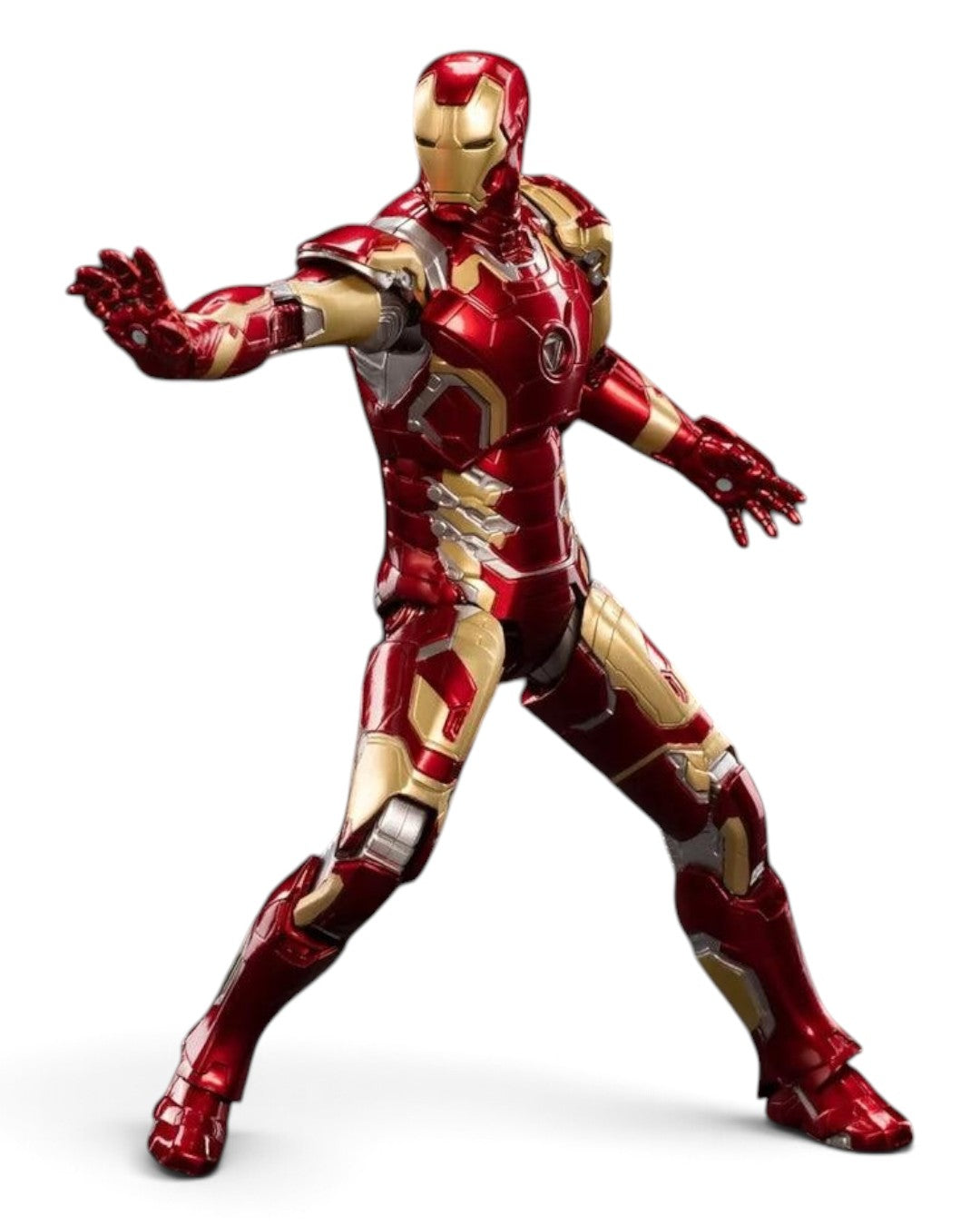 VaultifyUK ZD Toys Iron Man Mark 43 1/10 scale action figure in iconic red and gold armour in a dynamic pose