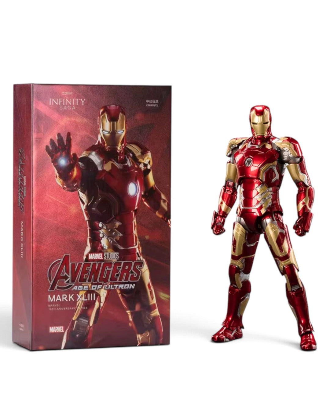 VaultifyUK ZD Toys Marvel Iron Man Mark 43 1/10 scale action figure in iconic red and gold armour with display box