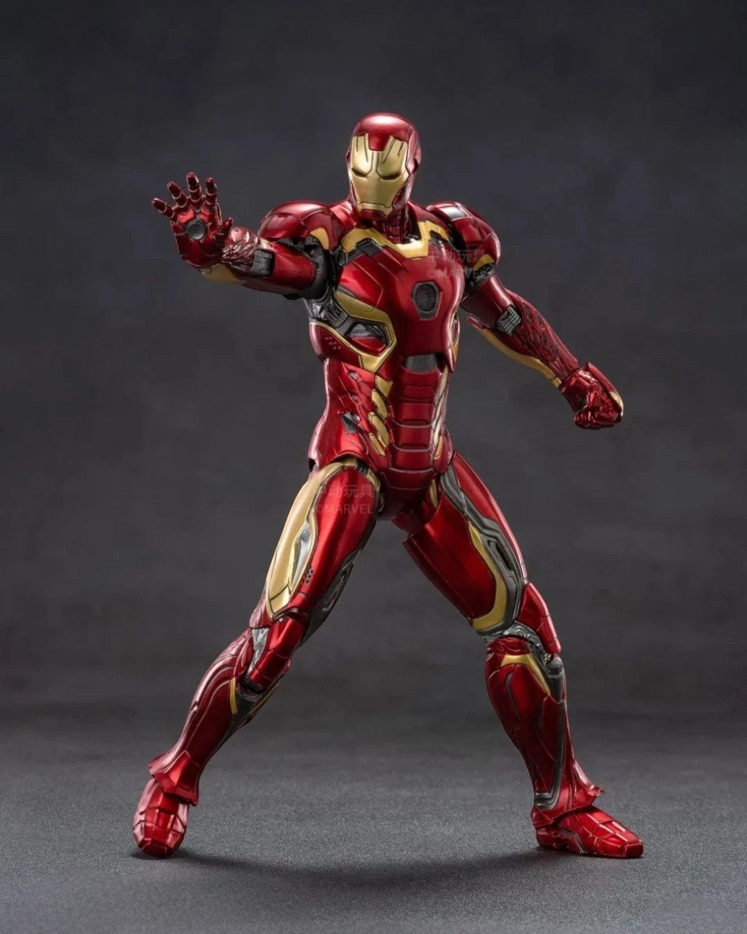VaultifyUK ZD Toys Iron Man Mark 45 1/10 scale action figure in red and gold armour with a dynamic combat pose.