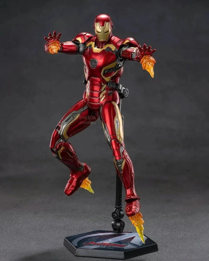 VaultifyUK Iron Man Mark 45 1/10 scale action figure in red and gold armour with flight effect parts on display stand