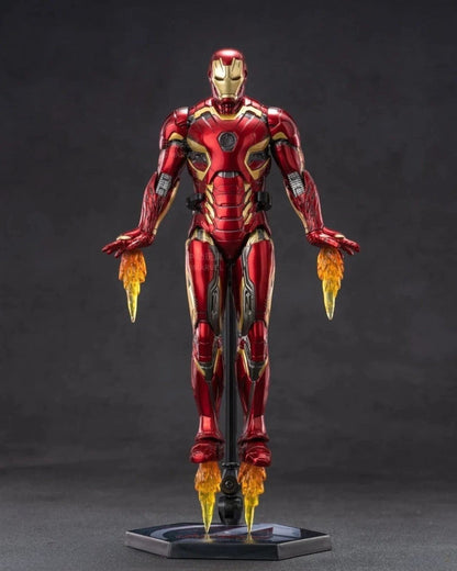 VaultifyUK ZD Toys Iron Man Mark 45 1/10 action figure in flight pose with repulsor and foot flame effect parts