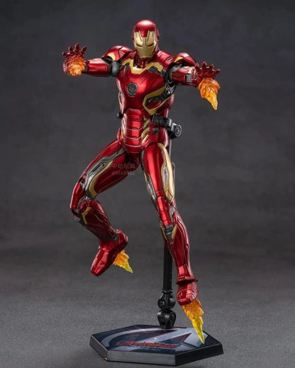 VaultifyUK ZD Toys Iron Man Mark 45 action figure in flight pose with repulsor and thruster flame effect parts
