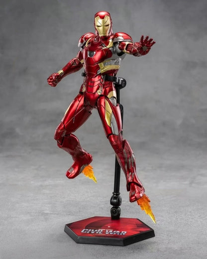 VaultifyUK ZD Toys Iron Man Mark 46 1/10 scale action figure in red and gold armor with flight effect parts on stand