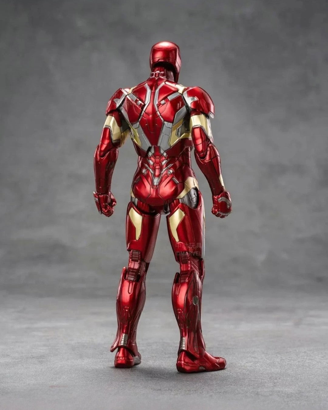 VaultifyUK ZD Toys Iron Man Mark 46 action figure in red and gold armour, back view showing detailed mechanical design