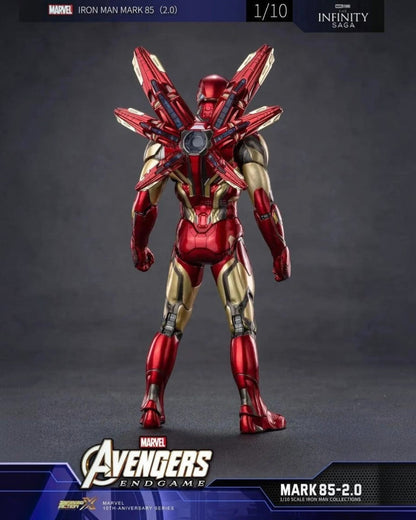VaultifyUK Iron Man MK85 2.0 1/10 scale figure showing the metallic red and gold nanotech armour from the back.