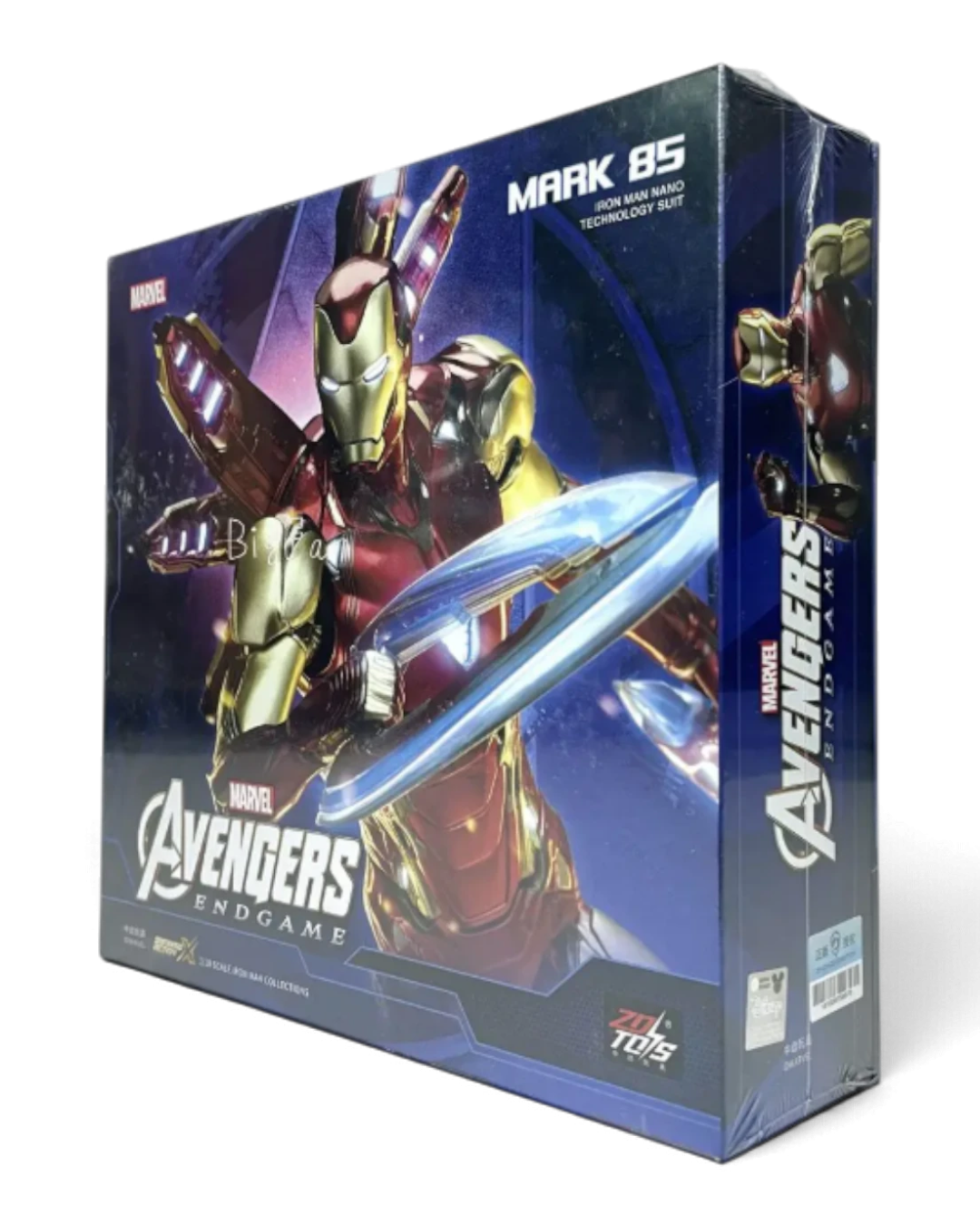 VaultifyUK ZD Toys Iron Man MK85 2.0 figure box featuring metallic red and gold armour from Avengers Endgame