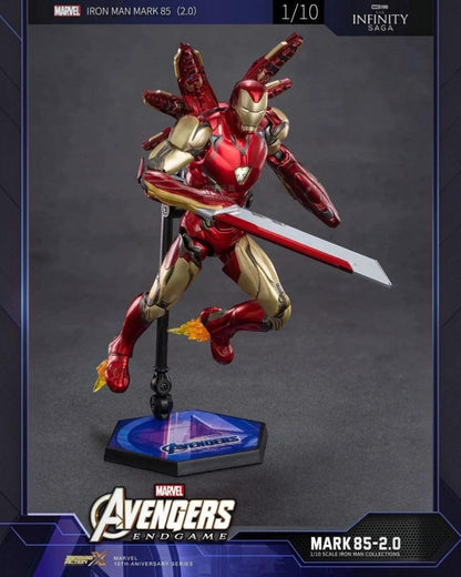 VaultifyUK Iron Man MK85 2.0 1/10 scale figure in metallic red and gold armour with LED light-up and energy blade