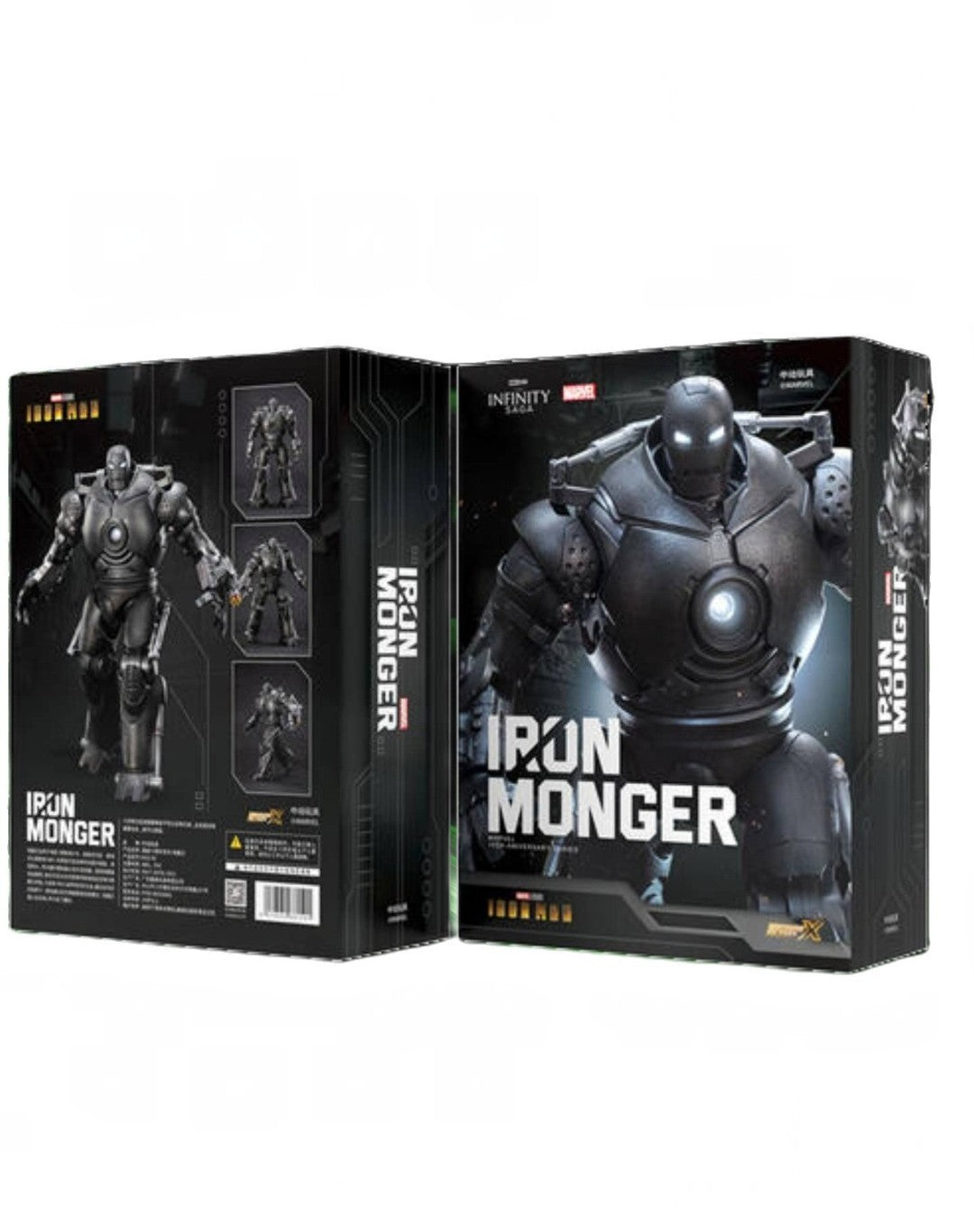 VaultifyUK Iron Monger 1/10 scale LED figure in its Marvel Infinity Saga collector packaging box