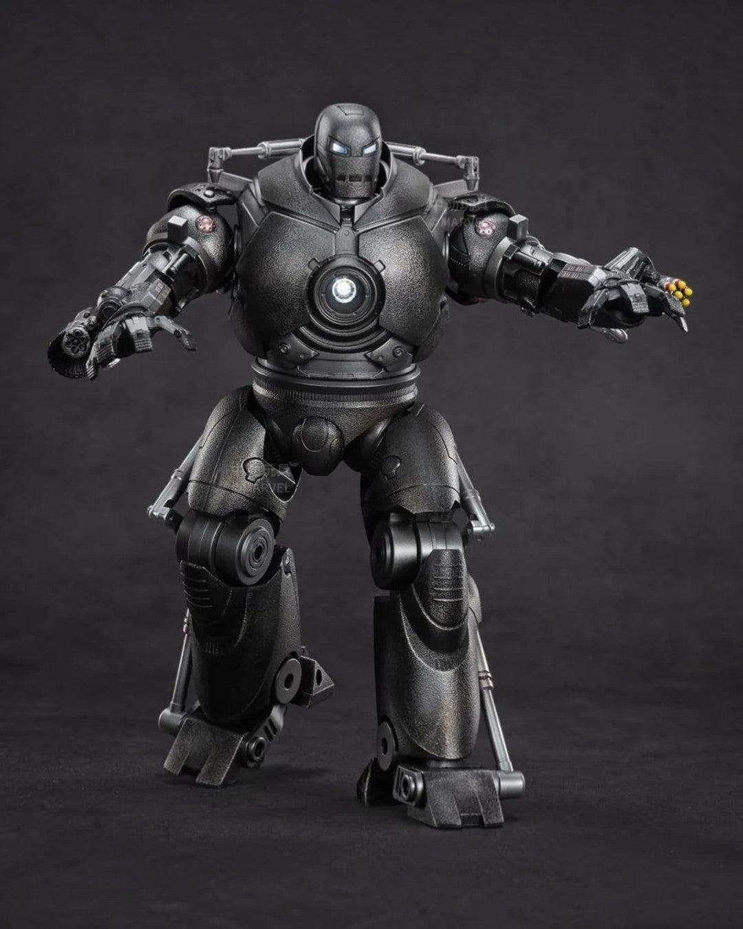 VaultifyUK ZD Toys Iron Monger 1/10 scale LED figure in matte black armour with illuminated chest and eye details