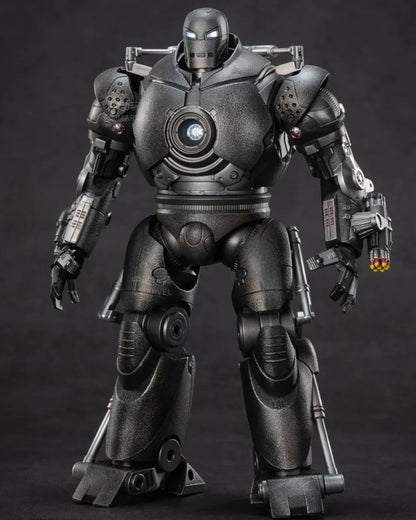 VaultifyUK ZD Toys Marvel Iron Monger 1/10 scale LED action figure with metallic grey finish and illuminated chest