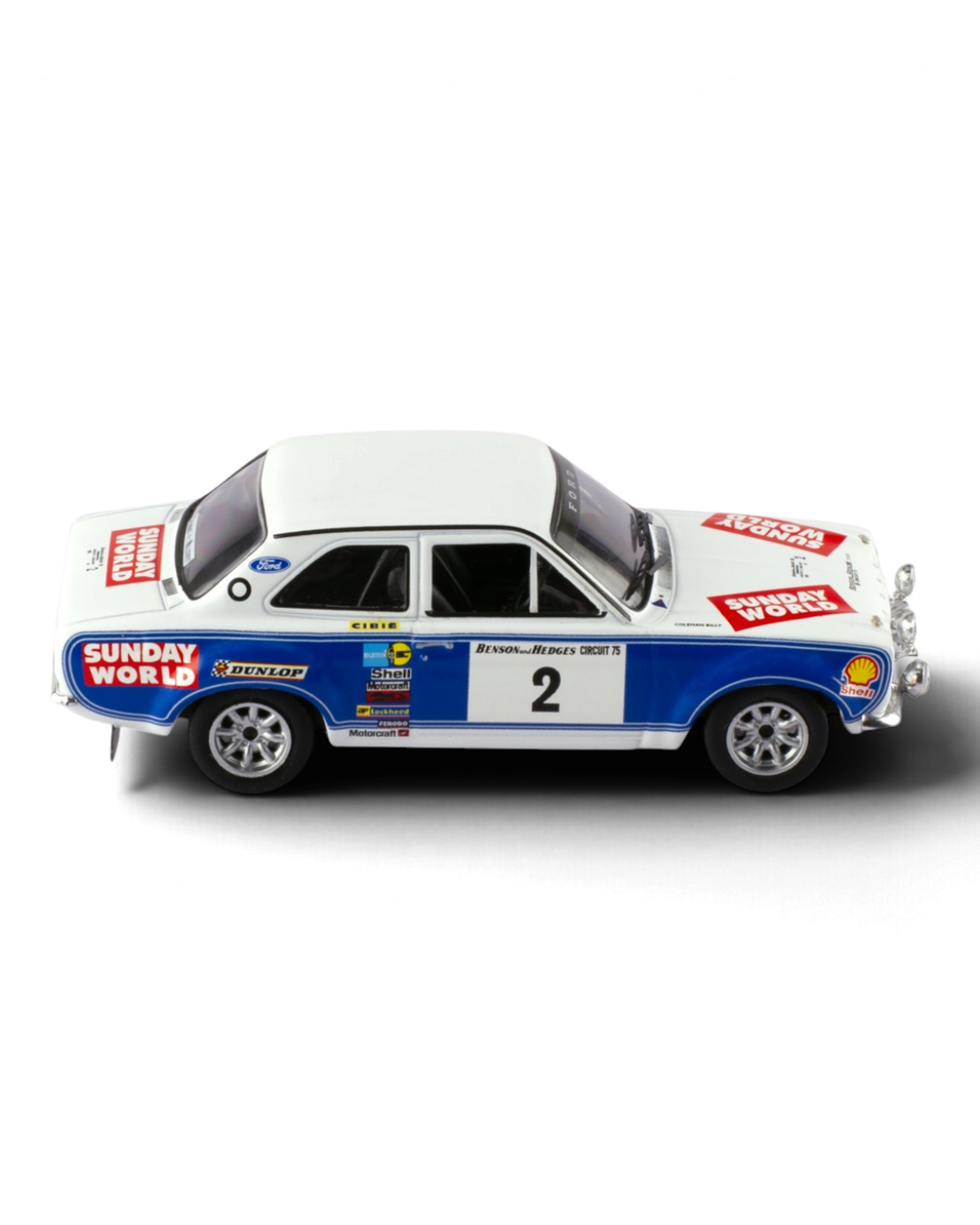 IXO 1:43 Ford Escort Mk1 RS1600 #2 Coleman/Phelan, 1975 Circuit of Ireland Rally winner, side profile