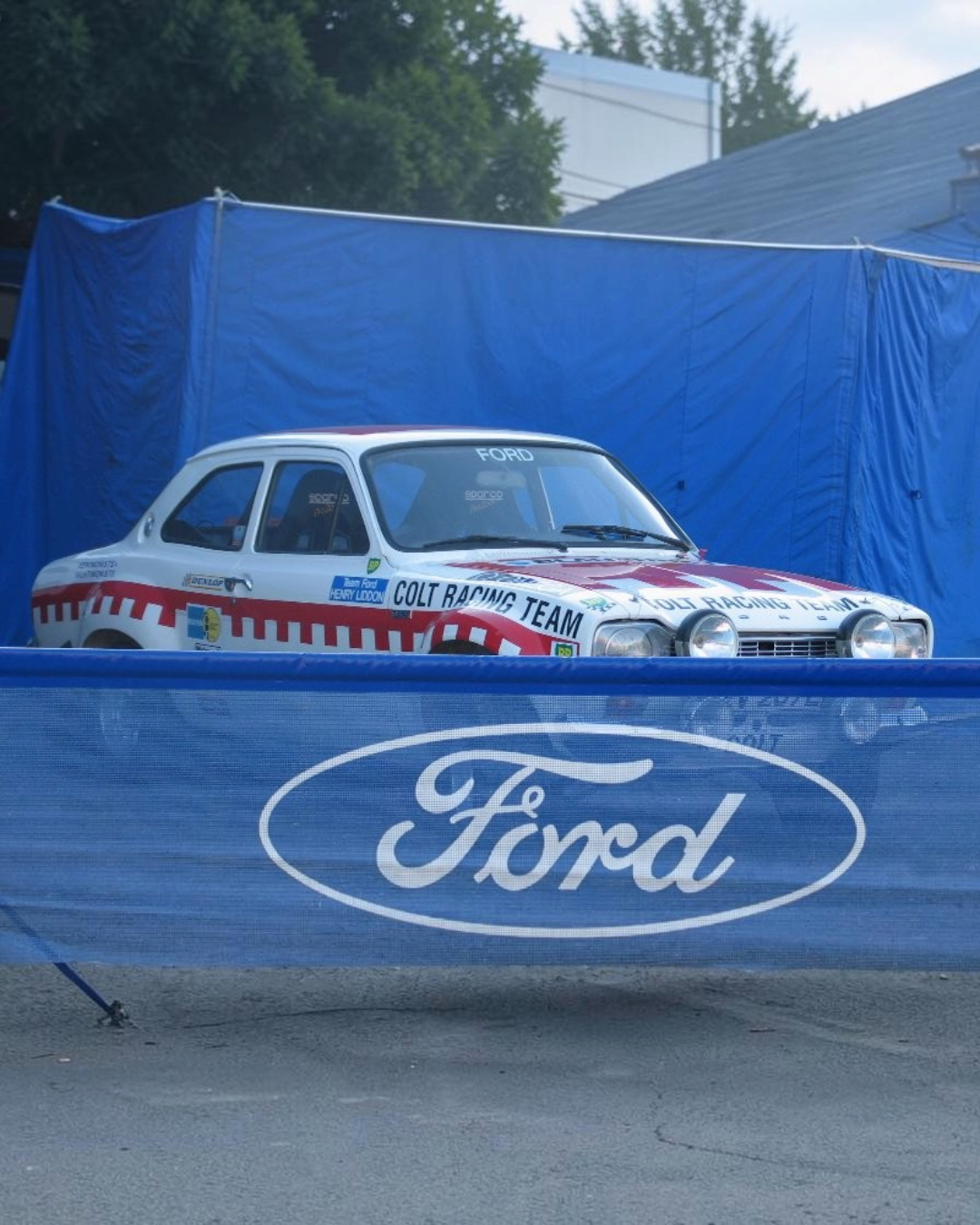 The real Ford Escort RS1600: Timo Mäkinen's 1973 1000 Lakes-winning Colt Racing Team Escort (YEV 207L), shown at the 2005 Rally Finland