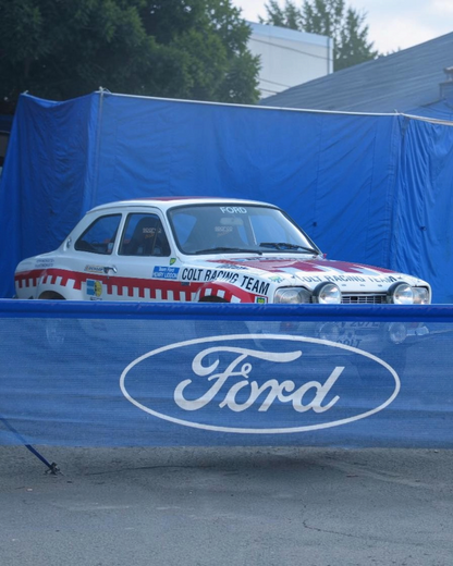 The real Ford Escort RS1600: Timo Mäkinen's 1973 1000 Lakes-winning Colt Racing Team Escort (YEV 207L), shown at the 2005 Rally Finland