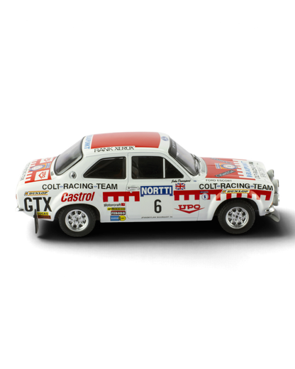 IXO 1:18 Ford Escort Mk1 RS1600 #6 Mikkola/Davenport, 1974 1000 Lakes Rally winner, side profile, opposite side