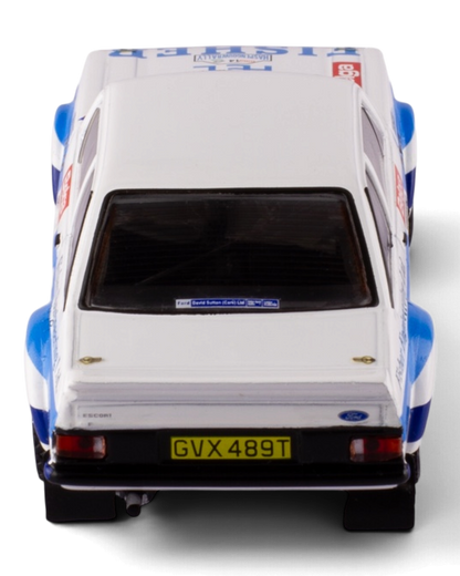 IXO 1:43 Ford Escort Mk2 RS1800 #14 Bertie Fisher/Austin Frazer, 1981 Haspengouw Rally, straight-on rear view