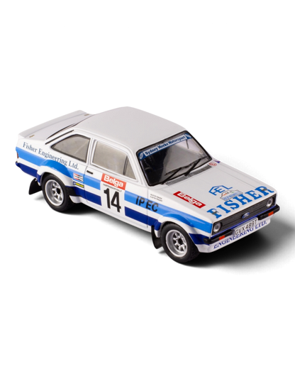 IXO 1:43 Ford Escort Mk2 RS1800 #14 Bertie Fisher/Austin Frazer, 1981 Haspengouw Rally, front three-quarter view