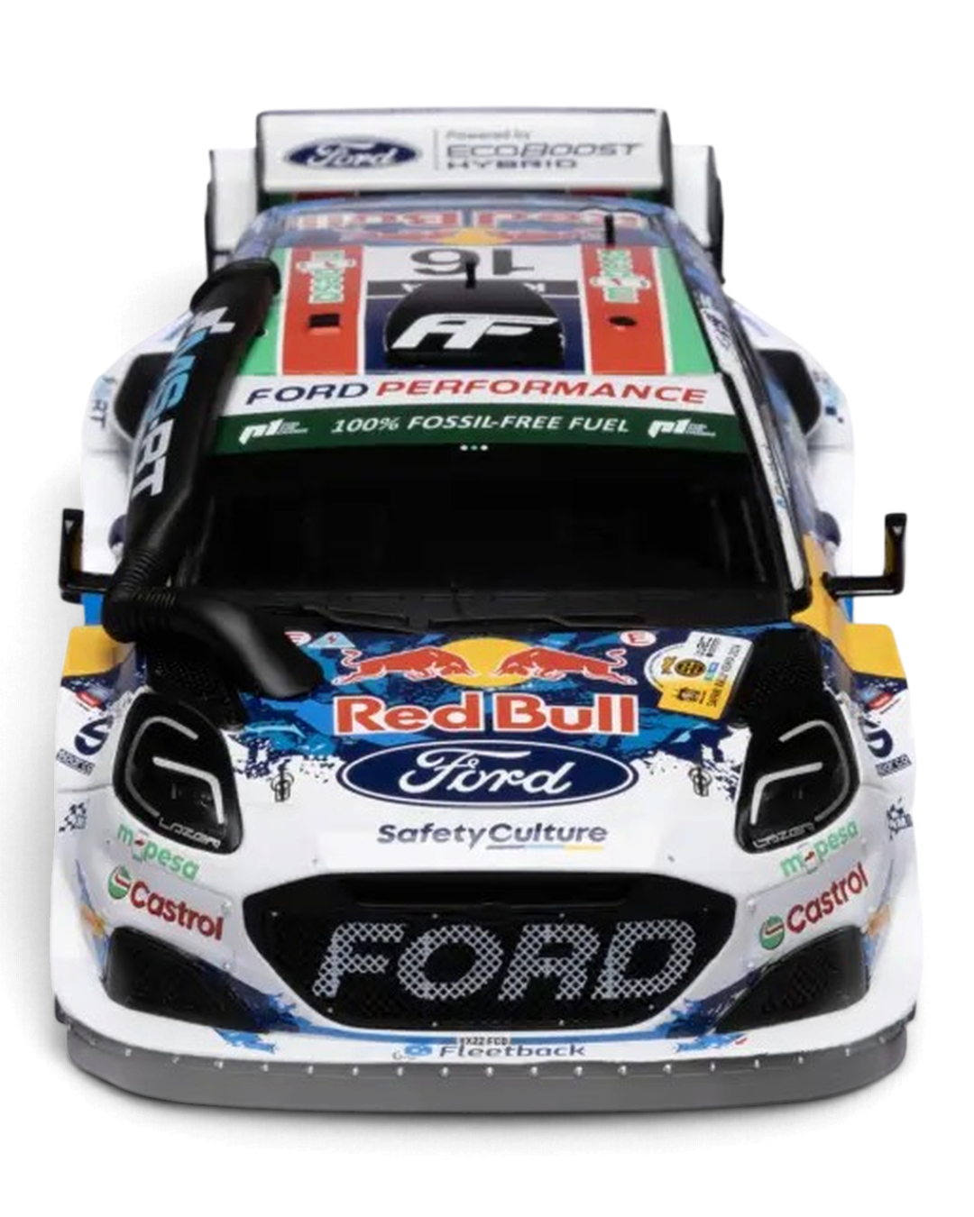 IXO 1:18 Ford Puma Rally1 #16 Fourmaux/Coria, Safari Rally Kenya 2024, head-on front view