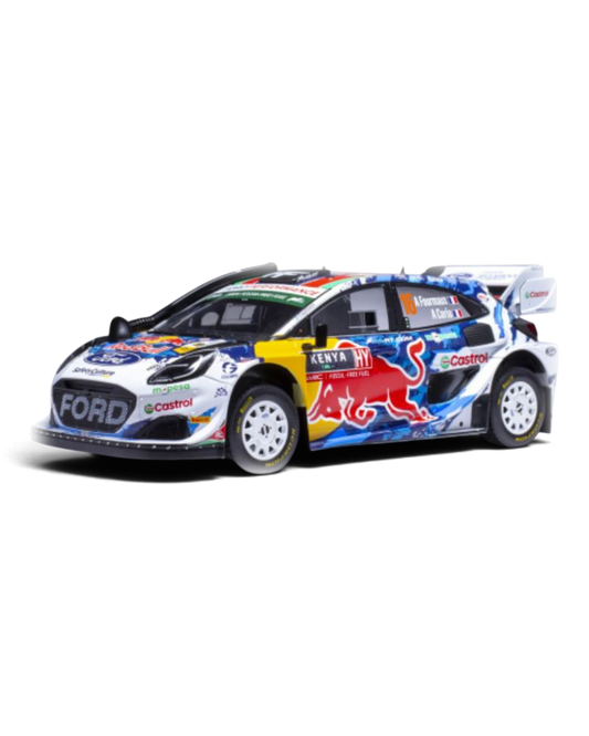 IXO 1:18 Ford Puma Rally1 #16 Fourmaux/Coria, Safari Rally Kenya 2024, front three-quarter view