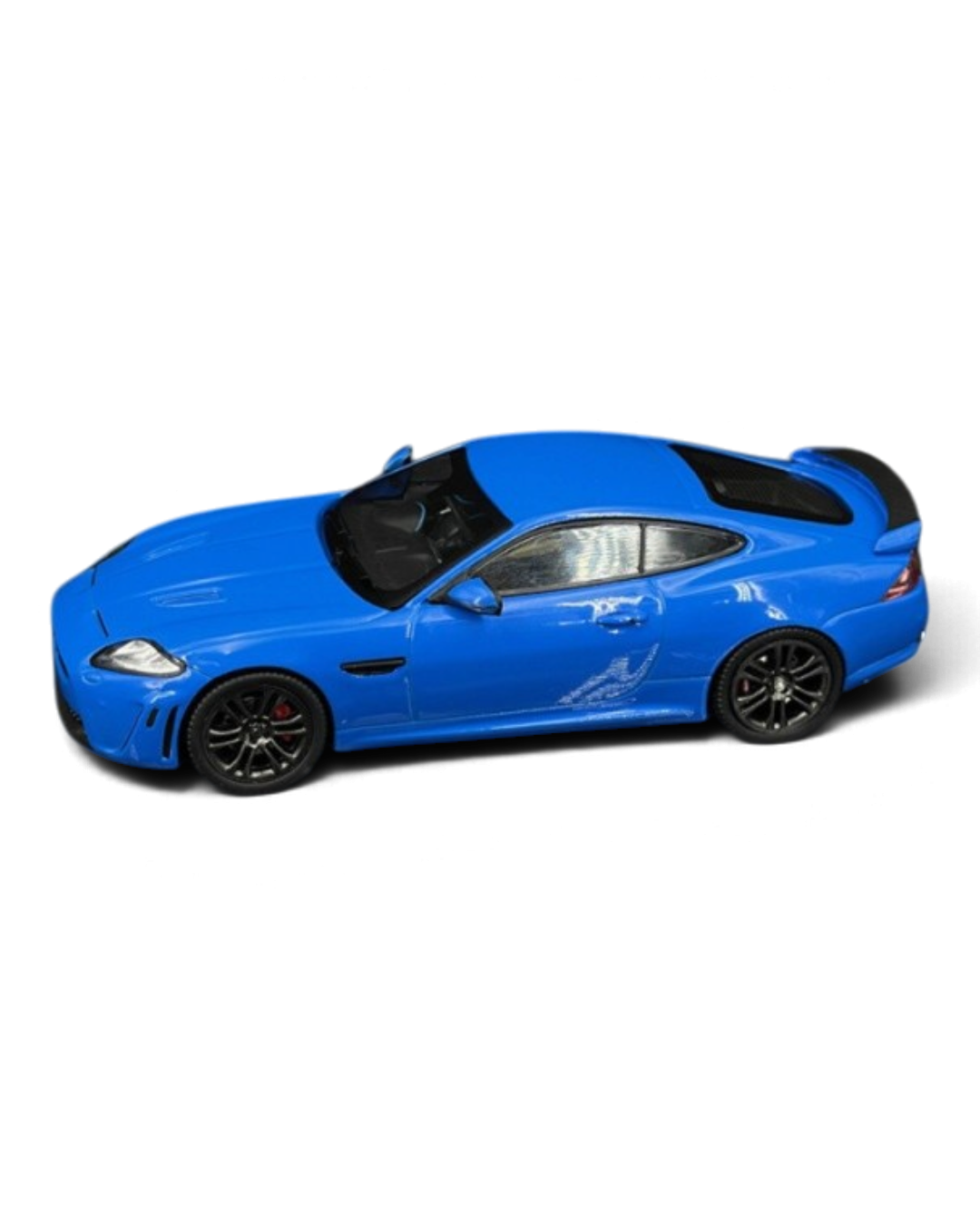 VaultifyUK 1:43 scale IXO Jaguar XKR-S model car in French Racing Blue with black wheels and rear spoiler