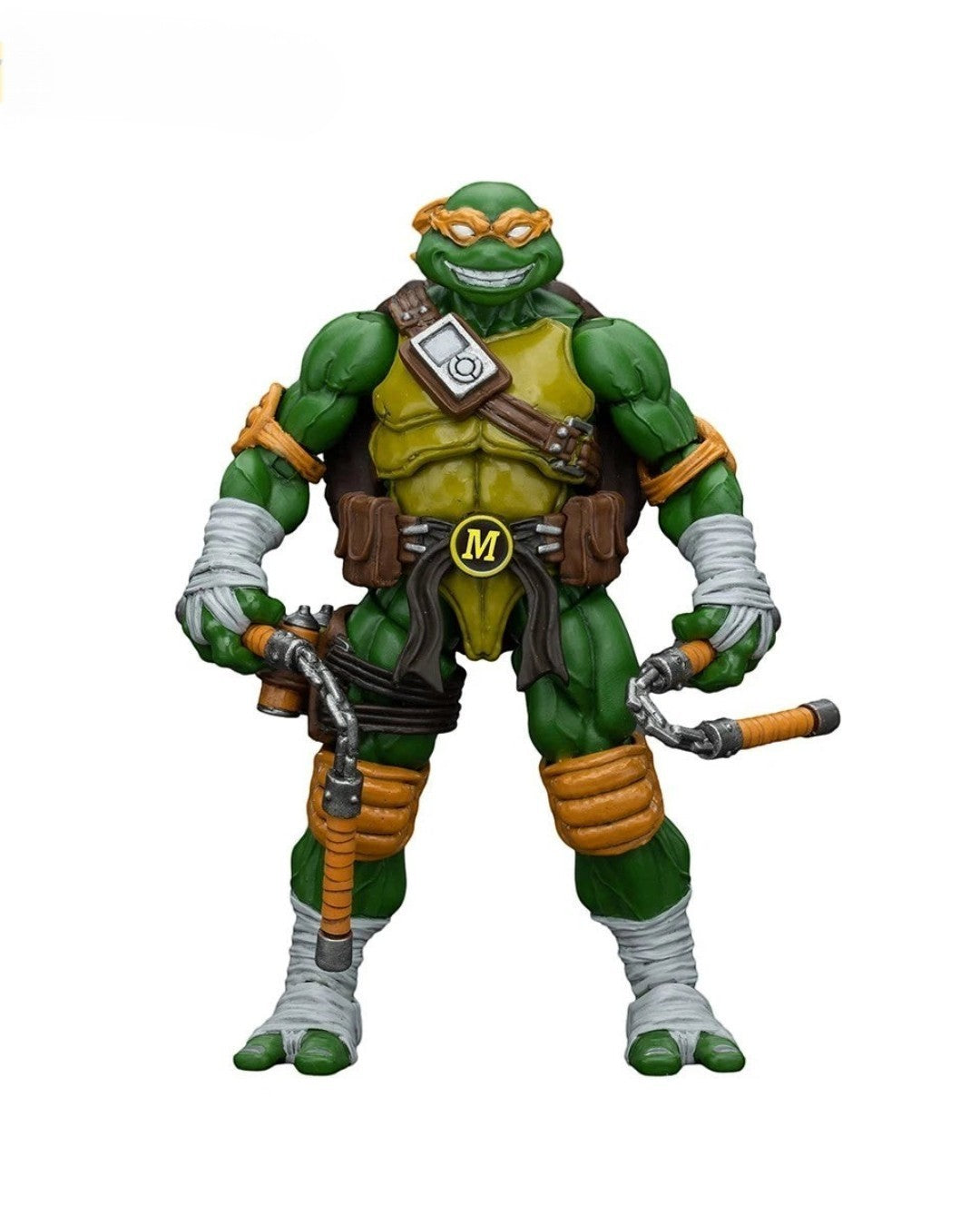 VaultifyUK JoyToy Michelangelo action figure with nunchaku, 1/18 scale detailed TMNT collectible in orange mask