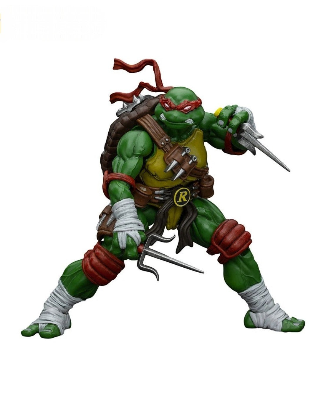 VaultifyUK JoyToy Raphael action figure from Teenage Mutant Ninja Turtles with red mask and dual sai weapons