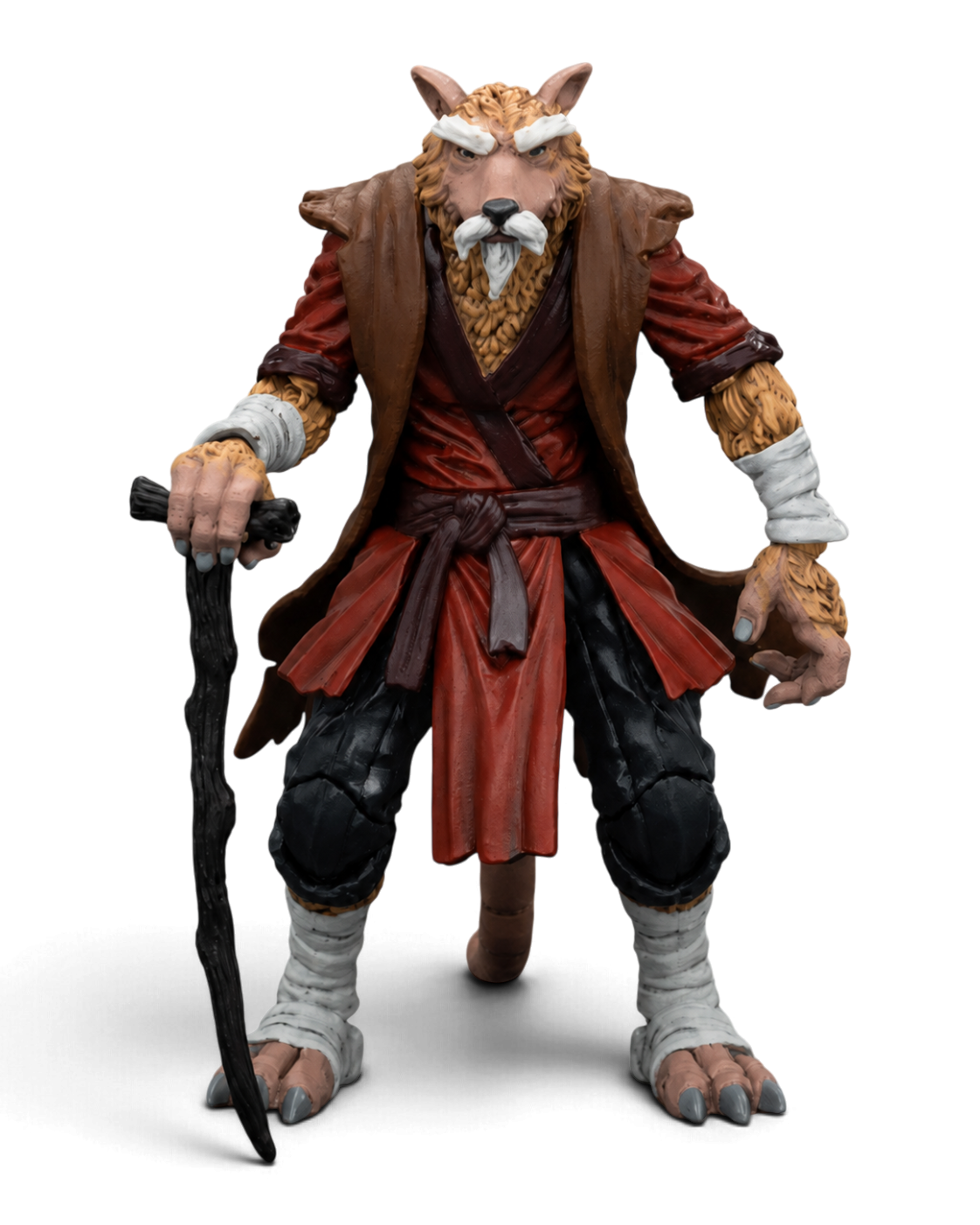 JoyToy TMNT Master Splinter action figure front view holding his wooden walking staff