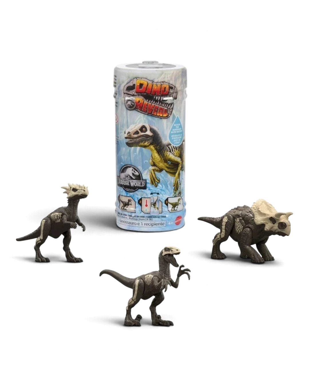 VaultifyUK Jurassic World Dino Reveal dinosaur figures with water-activated colour change in capsule packaging