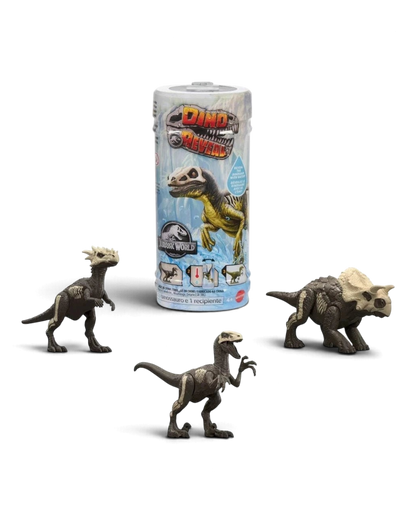 VaultifyUK Jurassic World Dino Reveal dinosaur figures with water-activated colour change in capsule packaging