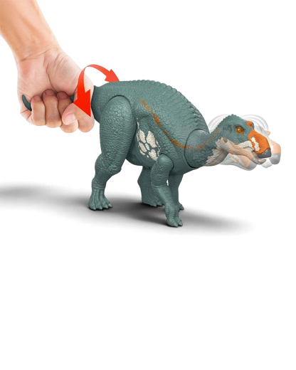 VaultifyUK Jurassic World Rebirth Maiasaura dinosaur figure with tail-activated Wild Roar sound and movement