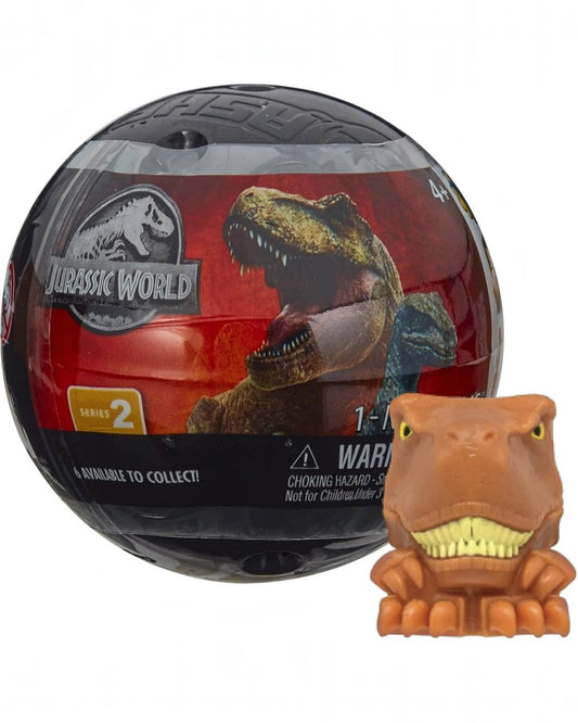 VaultifyUK Jurassic World MASH'EMS Series 2 blind capsule with a squishy brown T-Rex dinosaur collectable figure